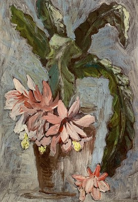 Lot 1105 - Irene CAMPBELL Pink Succulent Oil on board...