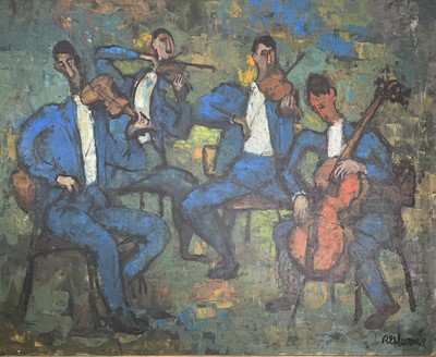 Lot 1123 - R. E. Harris Jazz Quartet Oil on canvas Signed...