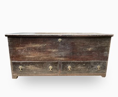 Lot 224 - A stained oak blanket box, 18th century, the...