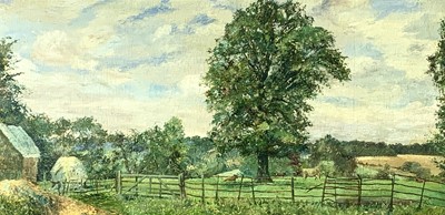 Lot 1187 - Charles H HAGUE Chipstead Farm Oil on board...