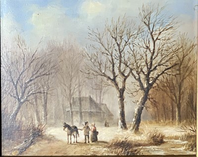 Lot 1121 - European School Woodland Scene Oil on panel...