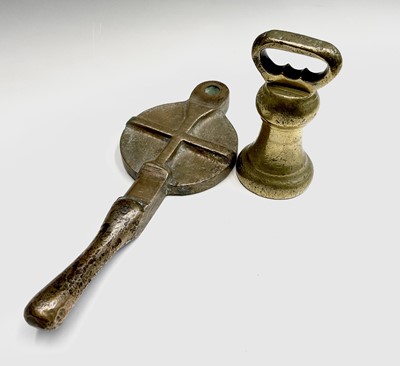 Lot 120 - A Victorian brass bell weight, height 17cm,...