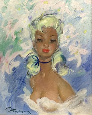 Lot 1214 - Italian Post War Glamour A portrait Oil on...