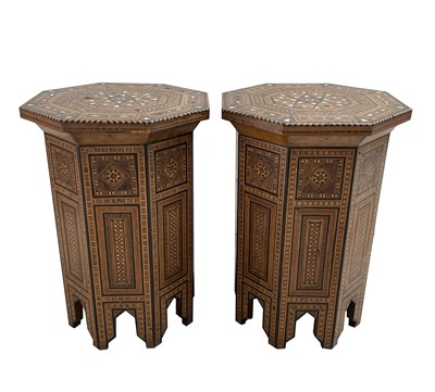 Lot 1005 - A pair of Syrian octagonal occasional tables,...