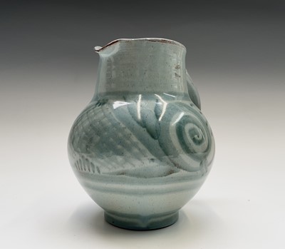Lot 881 - A Lamorna pottery jug, the blue ground...