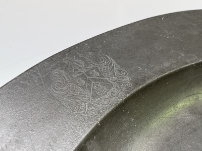 Lot 60 - A pewter charger, 19th century, of circular...