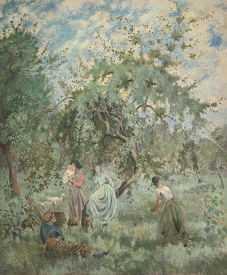 Lot 1077 - Franklin WHITE (1892-1975) The Orchard Oil on...