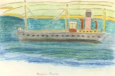 Lot 433 - Bryan PEARCE (1929-2006) Steamship off the...