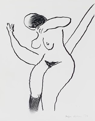 Lot 7 - Roger HILTON (1911-1975) Dancing Nude Charcoal...