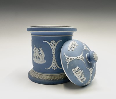 Lot 901 - A Wedgwood jasperware tobacco jar. Height 18.5cm.