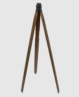 Lot 520 - A surveyor's brass mounted folding tripod,...