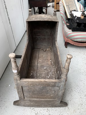 Lot 113 - An oak rocking cradle, 19th century, height...