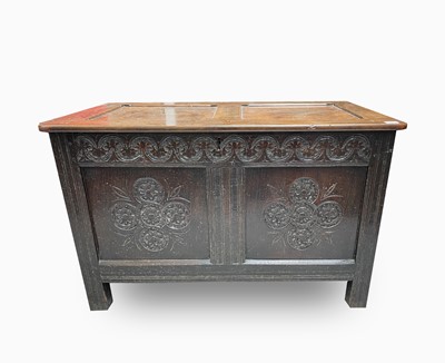 Lot 223 - An oak coffer, late 17th/early 18th century,...