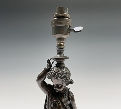 Lot 113 - A Victorian cast bronze figural table lamp....