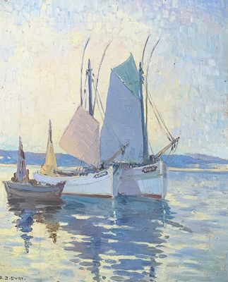 Lot 381 - Robert Douglas BURT (XX) Fishing Boats Oil on...