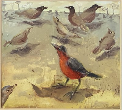 Lot 328 - Nicola BEALING (1963) The Red Bird Oil on...