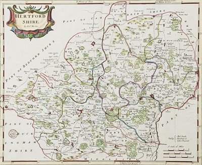 Lot 1118 - Robert Morden Map of Hertfordshire 39x46.5cm...