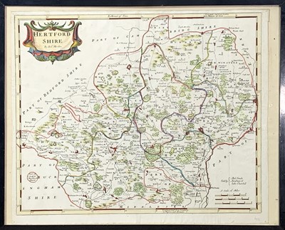 Lot 1118 - Robert Morden Map of Hertfordshire 39x46.5cm...