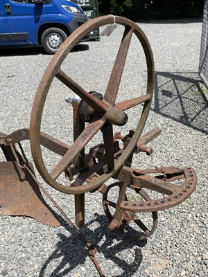 Lot 401 - A Ransomes wrought iron horse plough. Overall...