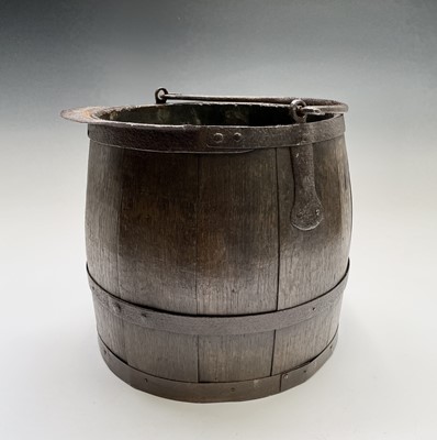 Lot 189 - An oak metal bound pail, circa 1900, with iron...