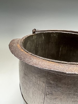 Lot 189 - An oak metal bound pail, circa 1900, with iron...