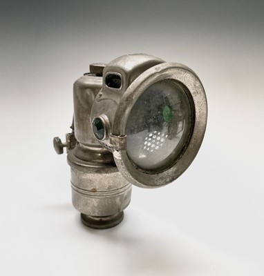 Lot 329 - A P&H acetylene motorcycle lamp, height 18cm,...