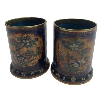 Lot 703 - A pair of 19th century Japanese cloisonne...