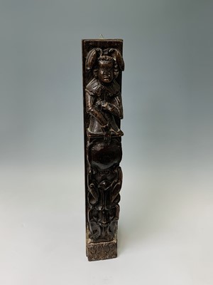 Lot 31 - An oak carved oak term panel, 16th century,...