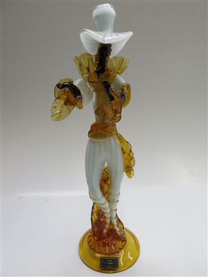 Lot 912 - A pair of Murano glass figures with applied...