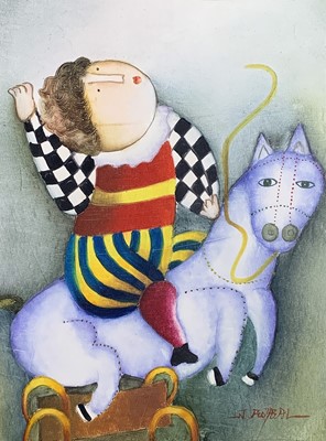 Lot 1102 - Joyce ROYBAL (1955) Trio Oil on board Signed...