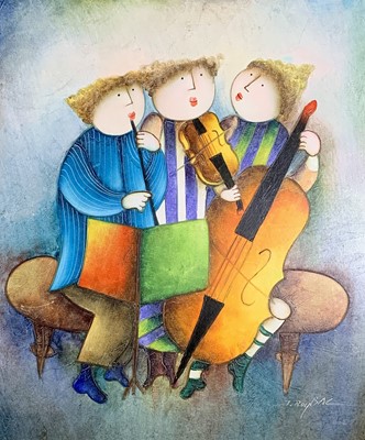 Lot 1102 - Joyce ROYBAL (1955) Trio Oil on board Signed...