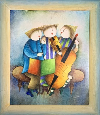 Lot 1102 - Joyce ROYBAL (1955) Trio Oil on board Signed...