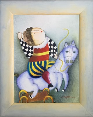 Lot 1102 - Joyce ROYBAL (1955) Trio Oil on board Signed...