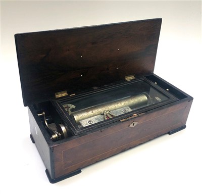 Lot 238 - A Swiss cylinder musical box, late 19th...