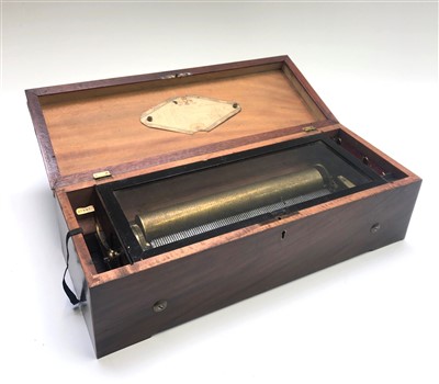 Lot 239 - A Swiss cylinder music box, 19th century, the...