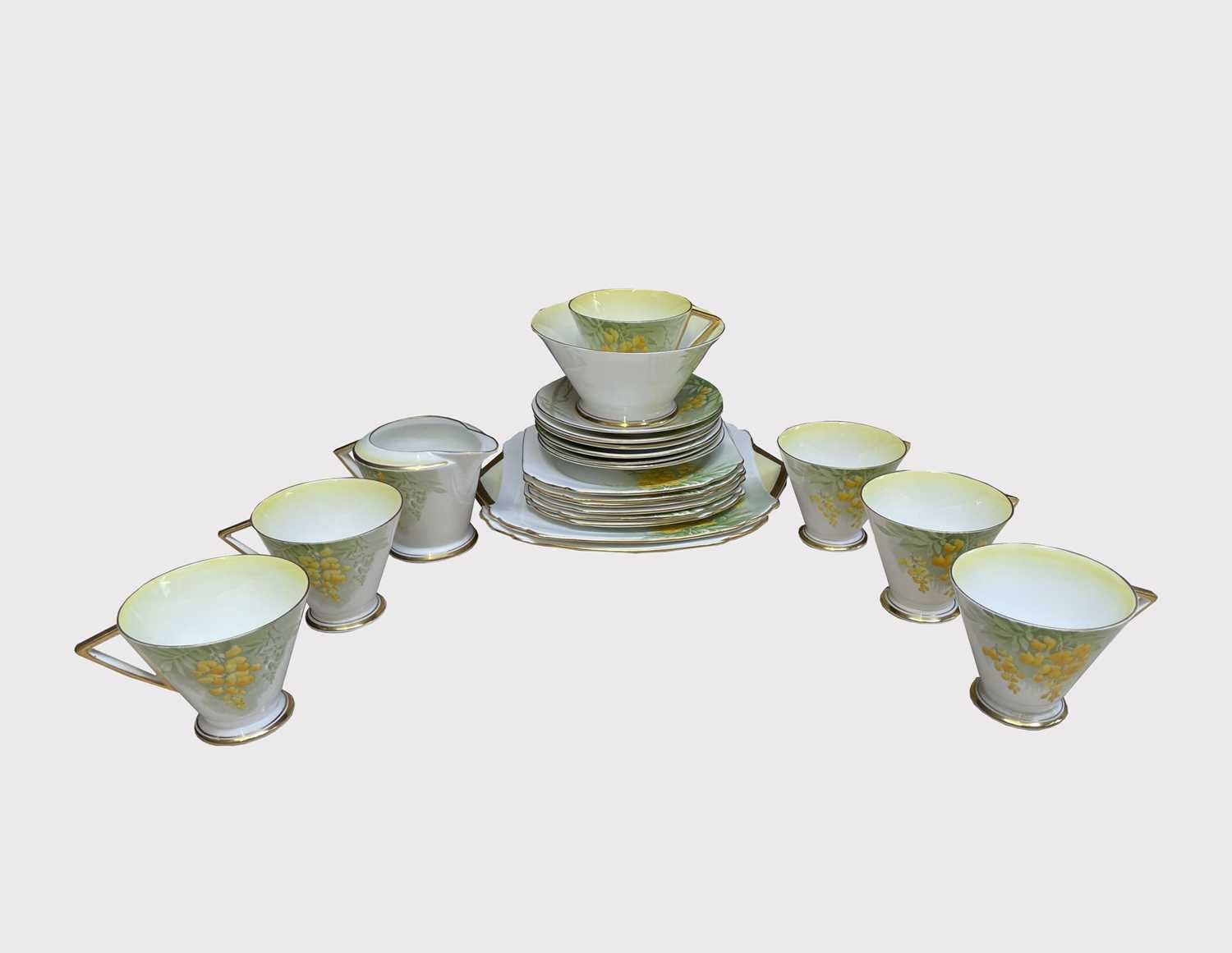 Lot 946 - A 1930s Shelley 'Laburnum' pattern tea set