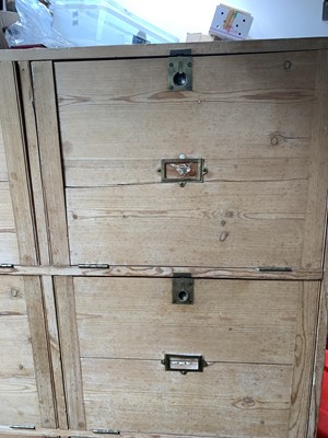 Lot 46 - A large pine office alcove cabinet, circa 1900,...