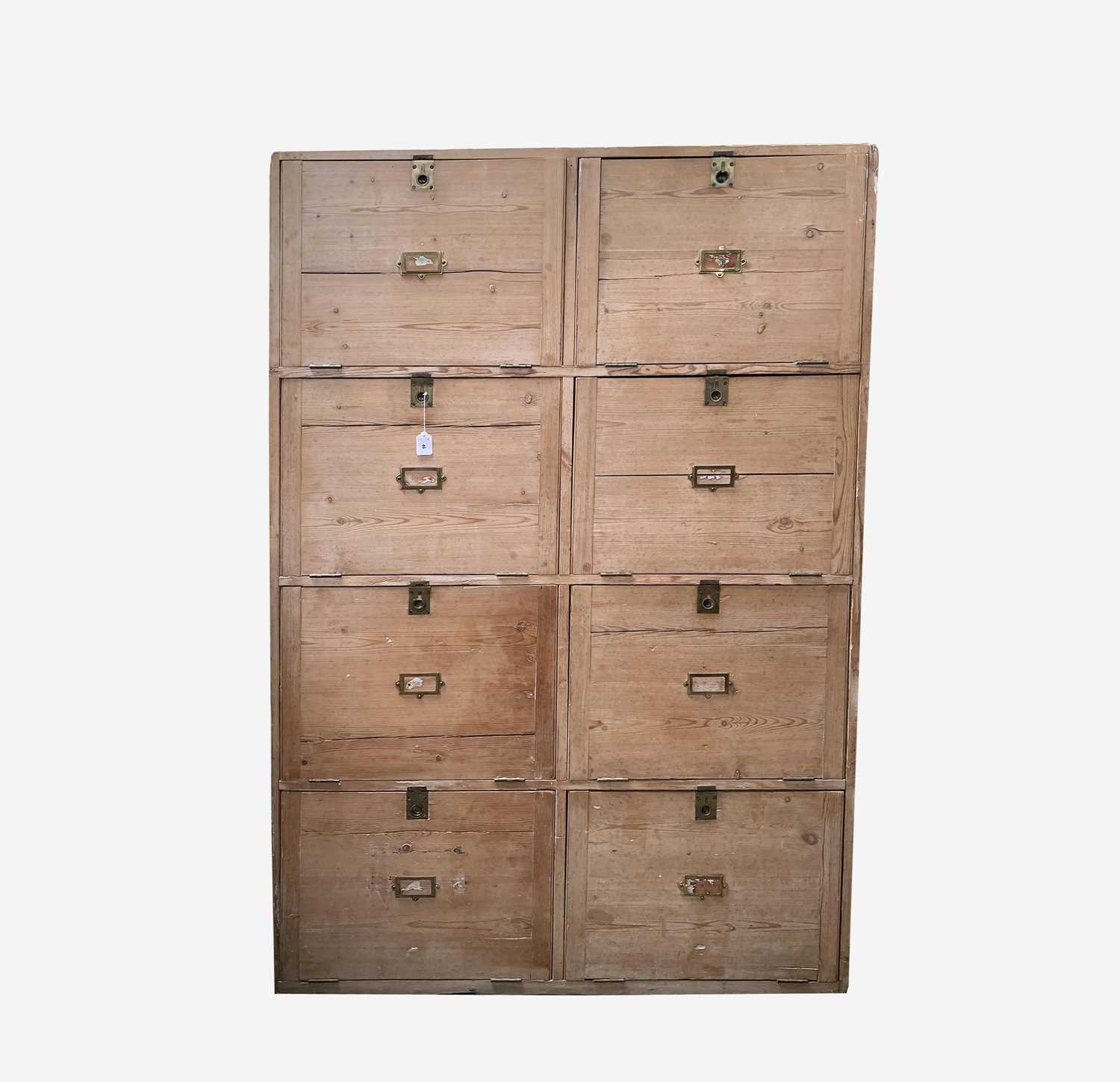 Lot 46 - A large pine office alcove cabinet, circa 1900,...