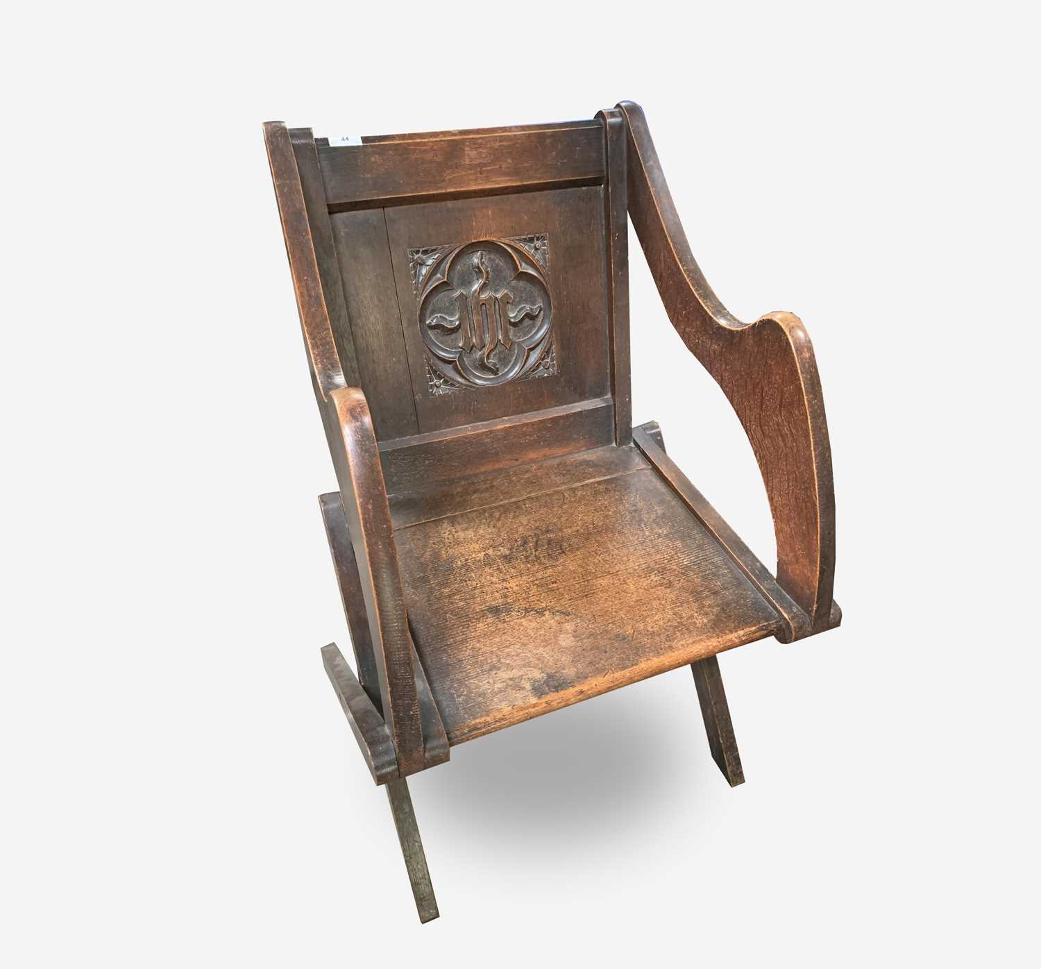 Lot 44 - A Glastonbury oak armchair, late 19th century,...