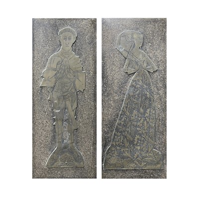 Lot 91 - Two stone effect resin and brass Medieval...