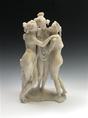 Lot 324 - A 20th century alabaster sculpture 'The Three...