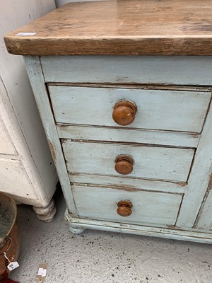 Lot 20 - A Victorian painted pine low dresser, with a...