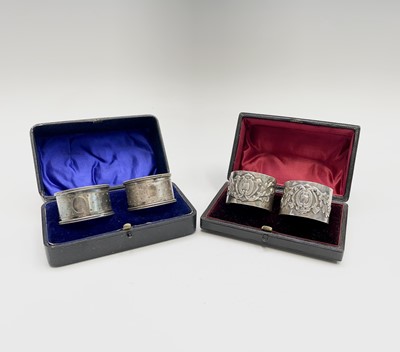 Lot 415 - A pair of silver napkin rings by Josiah...