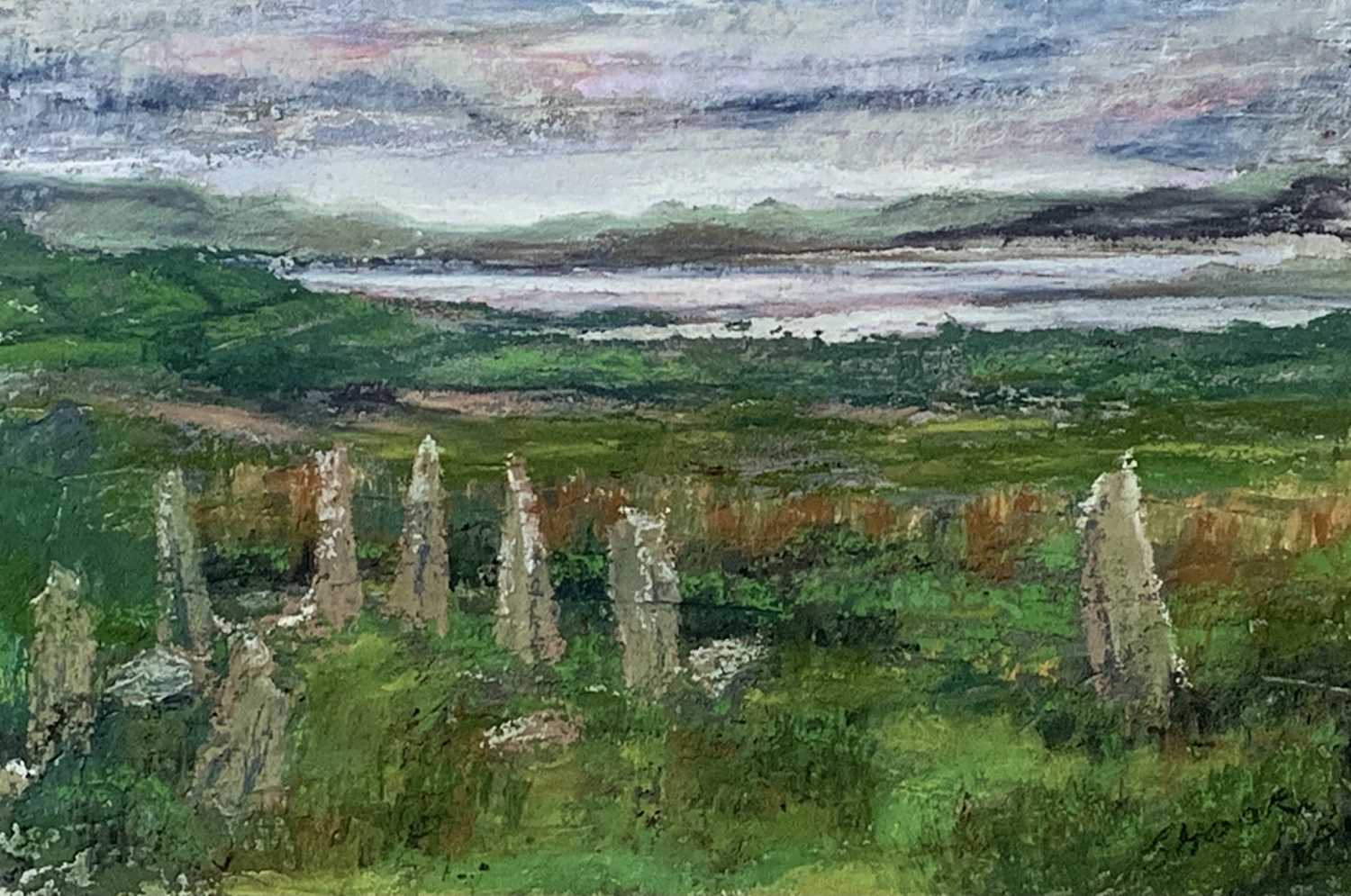 Lot 1179 - Sheila HOOKS Stone Circle Pastel Signed 24 x 35cm