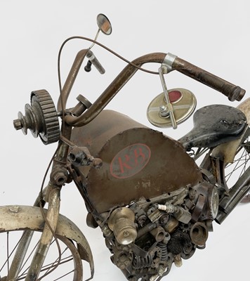 Lot 162 - A scrap metal model of a motorcycle, welded...