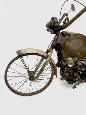 Lot 162 - A scrap metal model of a motorcycle, welded...