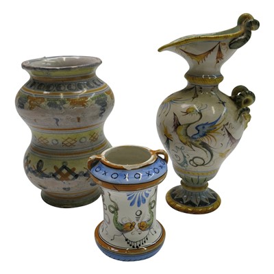 Lot 973 - A Cantagalli ewer, height 21cm and two...