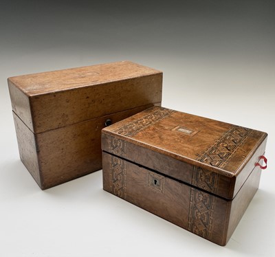 Lot 37 - A Victorian walnut and inlaid rectangular box,...