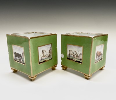 Lot 940 - A pair of Meissen footed square pots, circa...