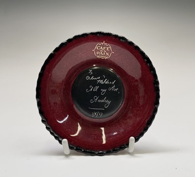 Lot 412 - Audrey Hepburn Interest? A red glass ash tray,...